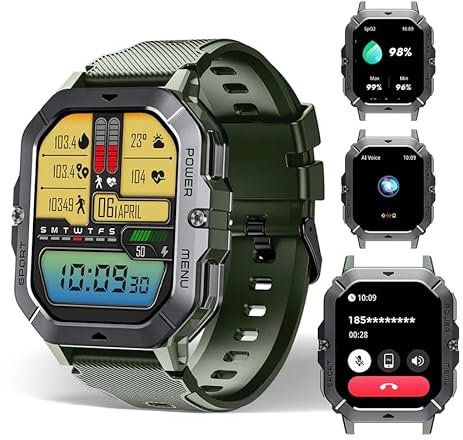 OBA Oukitel BT101 2,02 tums sportklocka, 100 sportlägen, vattentät 5 ATM, meddelanden, pulsmätare, stegräknare, 410 mAh, grön, Grön, Media, Rugged