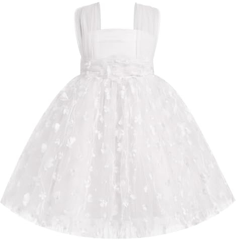 FYMNSI robe de princesse pour bébé, robe de fille à fleurs, baptême, fête, mariage, soirée, Fleurs blanches, One Size 2-3 Years