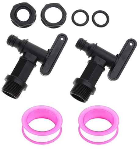 Lot de 2 robinets de vidange pour citerne de pluie de 1,9 cm avec écrou de verrouillage et joint de rechange pour tonneaux de pluie