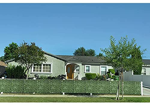 Treillage de clôture de lierre artificiel – Grands panneaux de haie de feuilles vertes, rouleau de protection de jardin (1 x 4 m) pour l'intimité extérieure, décoration de cour et solutions