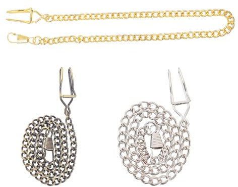 POPETPOP Catene per Orologio da Tasca 3 Pezzi in Metallo Leggero Design Retrò Chic, Catene Multifunzionali Portatili per Uomo e Donna, per Collezione e Abbigliamento Formale