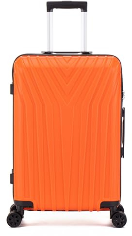 DK Luggage 24 Medium Hard Shell Suitcase Luggage 4 Wheel Spinner ABS101 (Orange ABS101, 24 Medium)
