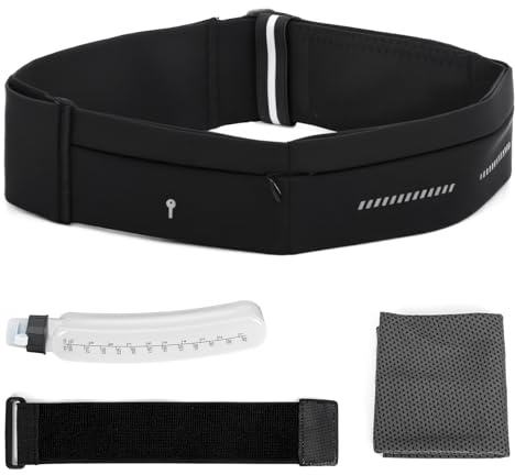 Lsnisni Marsupio Running per Uomo e Donna, Cintura da Corsa con Borraccia e Asciugamano, Marsupi Multitasche - Porta Telefono, Regolabile per Corsa e Sportivo - Media