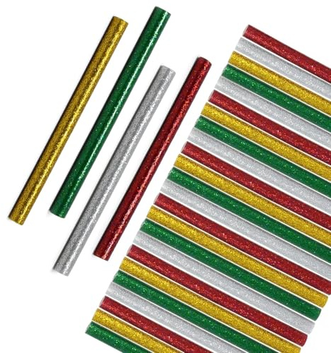 Gxadwzy 80 penne adesive a caldo, 7 x 100 mm, glitterate per Natale, vacanze, artigianato, progetto, decorazione per la casa, riparazione, incollaggio, sigillatura