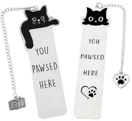 Lot de 2 marque-pages en métal en forme de chat pour femme - Accessoires de lecture - Cadeaux pour les amateurs de livres