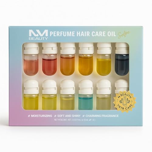 Perfume Hair Care Oil- NM Beauty- 1.5ml Capsules with 10 Fragrances for Shiny, Frizz-Free Hair | Heat & UV Protection | Moisturizing Hair Care Oil-​​ (Blossom Dew, Midnight Velvet...) Pack of 10