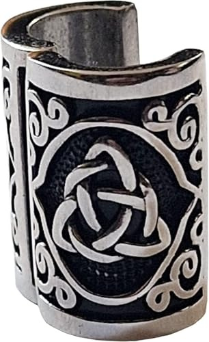 VALHALLA Perle de barbe viking en acier 316L argenté et acier inoxydable, grande ouverture, extra big, Pierre précieuse, no