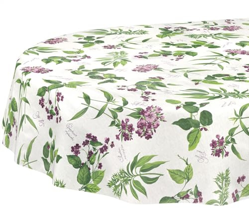Mantel de Hule Lavable, fácil de Limpiar, Impermeable, Efecto Loto, para jardín, Ovalado, 180 x 140 cm, Borde de Corte