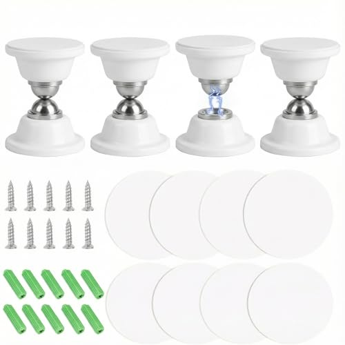 Dtenlur 4 Pz Fermaporta Magnetico da Parete, Potente Fermaporta Magnetico in Acciaio Inossidabile, Ferma Porta Invisibile a Muro in Metallo con Viti e Biadesivo per Camera da Letto, Bagno e Ufficio
