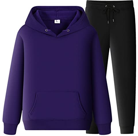 Tuta sportiva da uomo, set completo, tuta sportiva da uomo e donna, per autunno e inverno, tempo libero, tinta unita, con nappe, tuta sportiva per passeggiate, corsa, escursionismo, Blu scuro, XXL