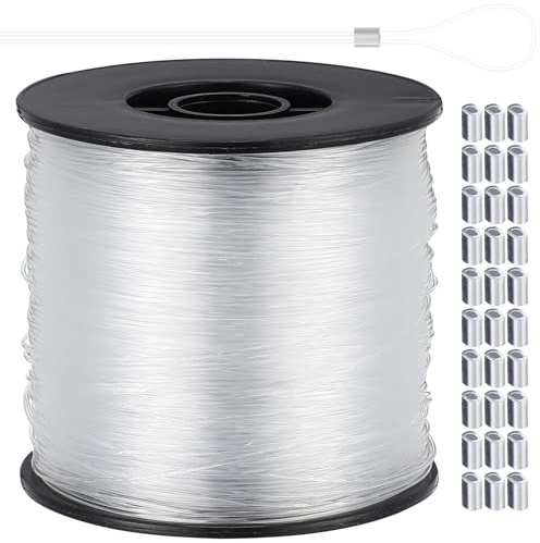 Zerodeko Cuerda Colgante de Nylon Transparente 0,80 Mm 200 M 60 Piezas de Accesorios de Aluminio para Colgar Cuadros, Manualidades y Decoración en Hogar, Oficina y Escuela