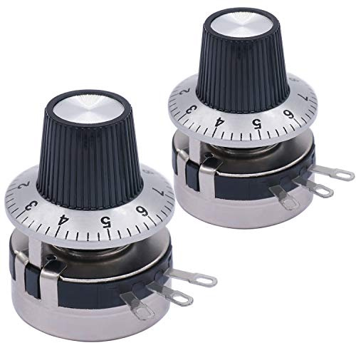 TWTADE / 2pcs Single Turn Rotary Carbon Linear Variable Potentiometer + 2pcs Knob WTH118-2W 10K Ohm