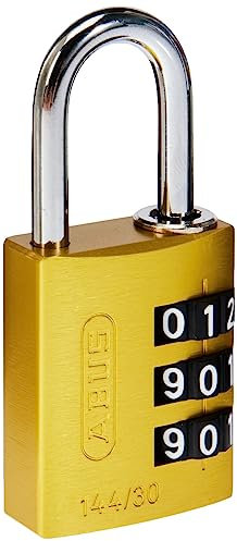 ABUS Lucchetto a combinazione in alluminio 144/30 giallo con numeri grandi, 80792