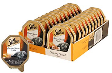 Sheba Sauce Collection in Salsa, Cibo per Gatto con Tacchino e Verdure in Salsa Delicata, 85 g - 22 Vaschette