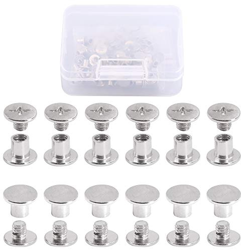 Hilitchi 50 uppsättningar M5 x 6 mm Phillips Chicago skruvstolpar bindande skruvar sortiment kit för klippbok fotoalbum bindning, läderreparation