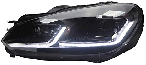 AUTOSTYLE Set di fari 7.5-Look compatibile con Volkswagen Golf VI 2008-2012 - Nero - incl. luci dinamiche