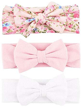 Yueshop MultiWare 3pcs Baby Headband Cotton Elastic Newborn Print Floral Hair Band Bow-knot