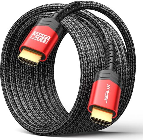 JSAUX HDMI Cable 3m, HDMI 2.1 Cable 8K@60Hz 4K@120Hz Ultra HD Cable High-Speed Lead 48Gbps, 7680x4320, Supports eARC HDR10 HDCP 2.2 & 2.3 DTS: X 3D CEC, Compatible with PS5 PS4 X-BOX Roku TV/Blu-ray