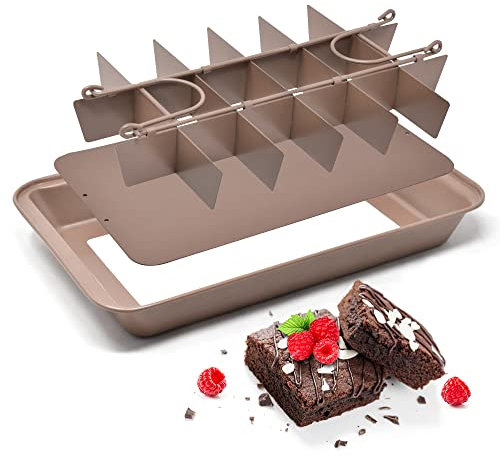 joeji's Kitchen Brownie Backform Pfanne - Rechteckige Backform 31cm x 20 cm - Antihaft mit 18 Trennwänden Schokoladen Brownies Ausstecher