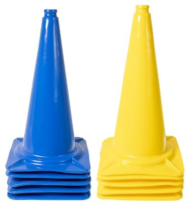 Dönges XXL-Pylonen 10er-Set Reittraining, 50 cm hoch, blau/gelb (Pylonen Hütchen Leitkegel Markierung Kegel Bodenarbeit Reitsport Pferdetraining Reittraining Agility Fußballtraining Outdoorsport)