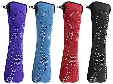 Geschirrtasche 4 Stück Geschirr Aufbewahrungstasche Kissen Aufbewahrungsbeutel für Gabeln Löffel Essstäbchen Edelstahl Geschirr Verpackung Tasche