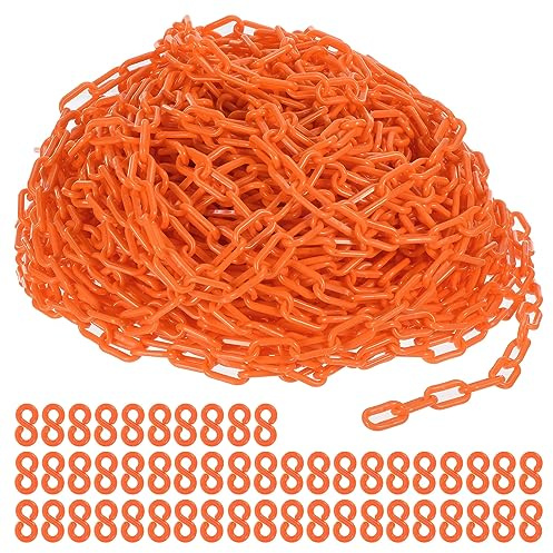 PATIKIL Plastic Chain Links, 200 Foot Safety Chains, Orange Plastic Chains for Barriers, Crowd Control, Queue Lines, Parking, Fences, Gate, Concerts, and Decoration