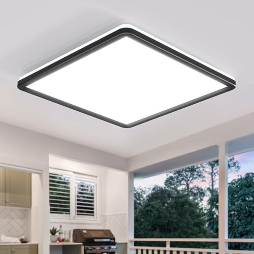zemty 29CM 36W LED Ceiling Lights, 3240LM Waterproof Bathroom Light, Super Bright Daylight White Ceiling Lamp, Modern Square Flush Lighting Fixture for Kitchen Hallway Living Room Bedroom Office