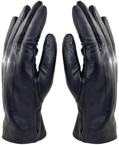 ZLUXURQ Handschuhe Herren Weichlederhandschuhe Hochwertige Winterhandschuhe aus Lammfellleder mit Kaschmirfutter Schwarz