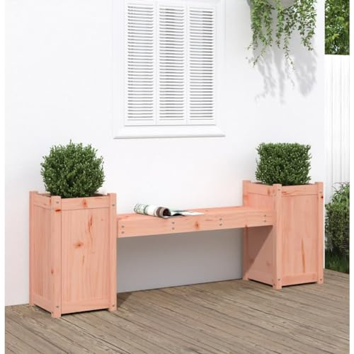 QZZCED Panchina da giardino con fioriere, 180 x 36 x 63 cm, in legno massiccio Douglasie, per terrazze, per esterni, per giardino, cortile, prato