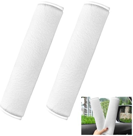 Cuscinetti per Cintura, 2 Pezzi Copricintura Auto, Imbottitura Cintura di Sicurezza Universali, Protezione Cintura per Cinture di Sicurezza Auto, Zaini e Borse, Bianco