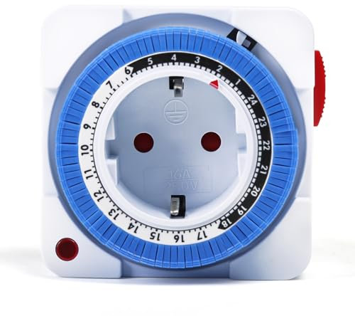 DEWIN Programmateur Prise Electrique, Minuteur Prise Electrique Prise de Minuterie 24 Heures 96 Segments de Commutation Interrupteur de Minuterie Programmable avec Voyant Lumineux 16A AC 230V