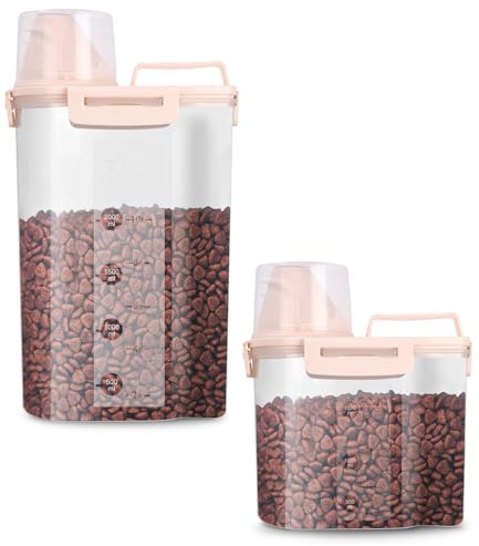 jutyum 2 Pièces Conteneur Croquettes Chien 1.7L+3L, Boite Rangement Cuisine, Boite a Croquette pour Chien, Rangement Hermétique, Distributeur de Lessive, Rangement Hermétique, Boite Cereales