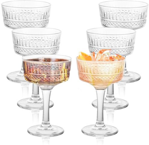 LDXDRU Lot de 6 coupes à champagne vintage - 260 ml - Verres à champagne transparents - Verres à expresso Martini - Verres à cocktail pour fête de mariage, occasions festives et soirées