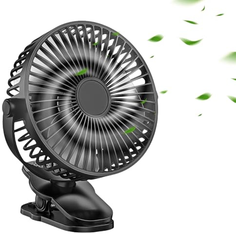 Ventilatore da tavolo con clip USB da 6 pollici, batteria da 5000 mAh, con clip, mini ventilatore portatile, 5 velocità, silenzioso, ventilatore USB ricaricabile, per ufficio, casa, camera da letto