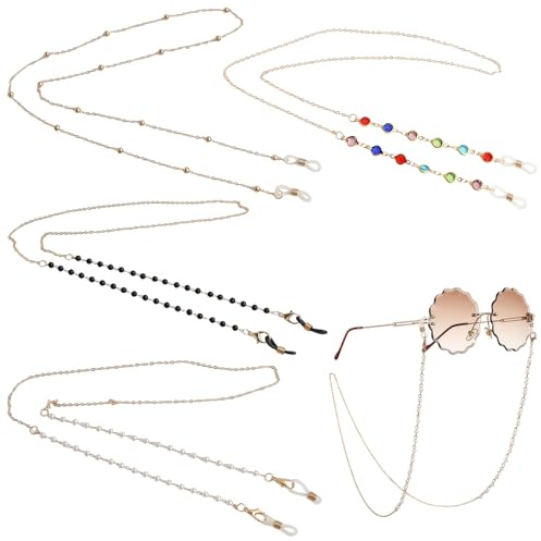 Yewseas 4 PCS Chaîne de Masque Facial et Chaîne de Lunettes pour Femmes, Accessoire Pratique et Élégant en Acier Inoxydable, Idéal pour le Quotidien et les Sorties