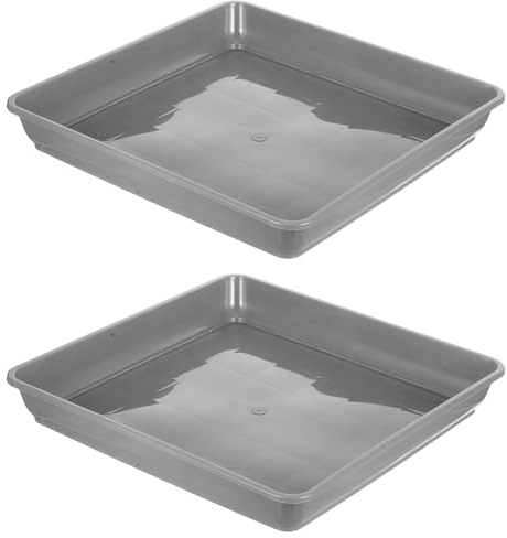 BCOATH Bandeja para Bonsáis de Plástico PP Cuadrada, 2 Piezas, Función de Recogida de Agua para Jardinería Interior y Organización de Balcón