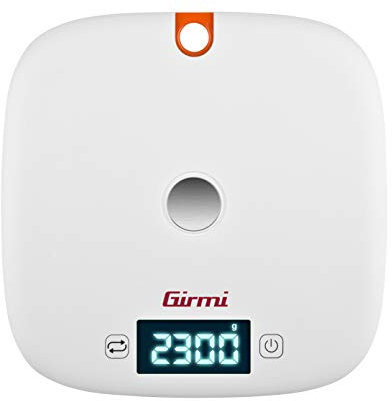 Girmi PS0200 Bilancia alimentare, Display Alta Luminiosità 58 x 27mm, 1 gr/ 5 Kg, Funzione TARA, Autospegnimento, Bianco