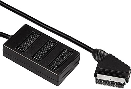 bwoo Splitter Presa SCART 21 PIN da Maschio a 3 Vie Femmina Adattatore AV TV Monitor