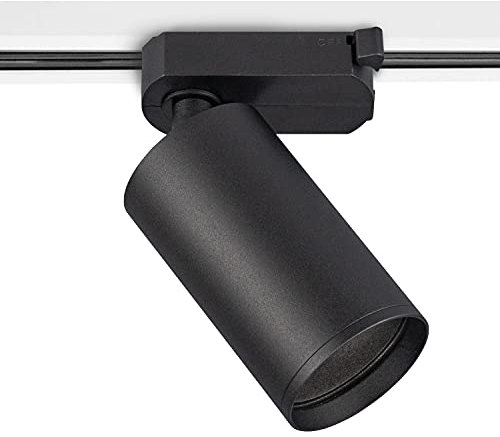 POPP®Foco Portalámparas carril en Monofasico GU10 hasta máx 10W (Bombilla no incluida) Negro orientable interior moderno (1 unidad Negro)