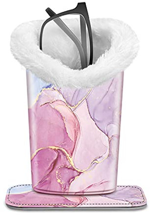 Fintie Brillenhalter/Sonnenbrillen aufbewahrung aus Premium Kunstleder - Desktop Nachttisch Brillenständer Plüsch gefüttert Brillenablage Brillenetui