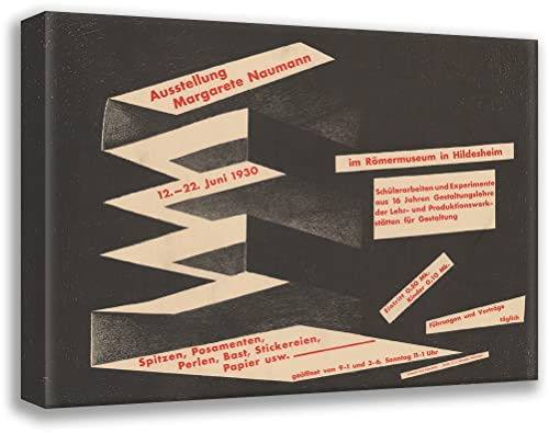 ArtDirect Kurt Schwitters 24x19 Gallery Wrapped Canvas Museum Art Print Titled: Exhibition Margarete Naumann - Tips, Poses, Pearls, Bast, Embroidery, Paper etc. - Roman Museum
