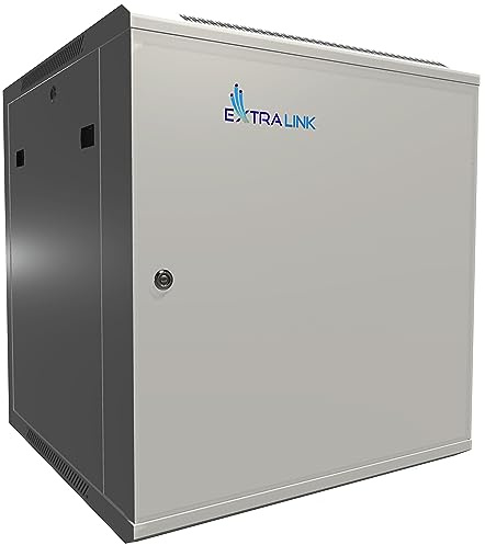 Extralink Serverschrank 19 Zoll 12HE – Netzwerkschrank 600mm Tiefe zur Wand- oder Standmontage, Traglast 60 kg, Metall-Gehäuse, abschließbar 180° Öffnung, grau – ideal für Heimnetzwerk & IT-Geräte