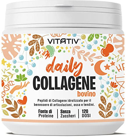 Collagene Bovino In Polvere | Peptidi Di Collagene Idrolizzato Per Il Benessere Di Articolazioni, Ossa e Tendini | 120 Dosi | 300 gr | VITATIV