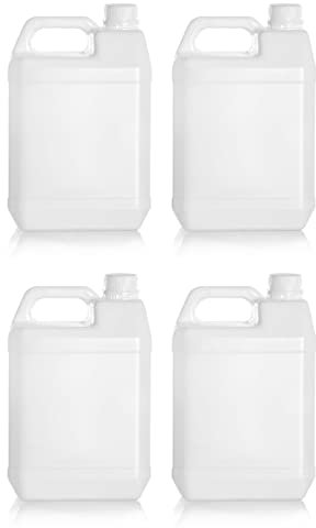 ACAN Tradineur - Set de 4 Garrafas de Plástico Alimentario, Bidones de Agua, Tanques Agua, Jarras, 5 litros, 26 x 19 x 13 cm