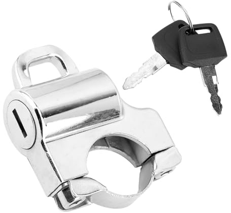 Psytfei Verrou De Sécurité pour Casque De Moto, 22mm, Antivol, Inviolable, Universel, pour Moto, 2 Clés(Galvanoplastie)