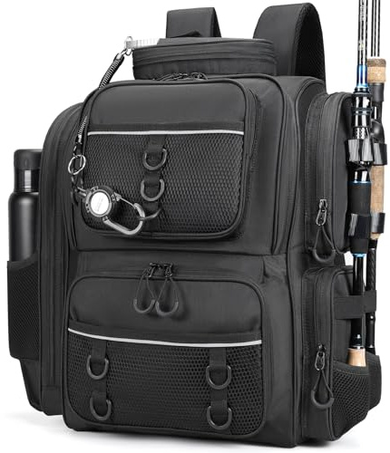 WANOON Fishing Backpack, fishing bag with Rod Holders. Large Ttackle Backpack Strong Materials