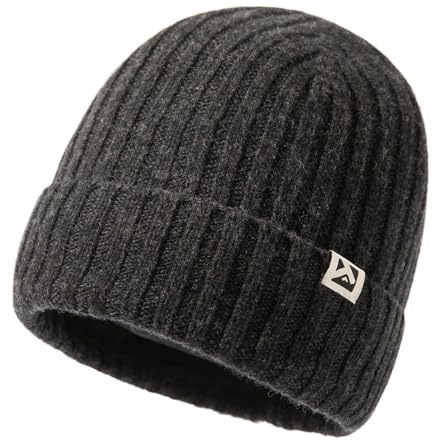 TOP-EX PolarWool L/XL/XXL 100 % merinoull mössa fleecefodrad hatt klocka keps för kallt väder vinter varm
