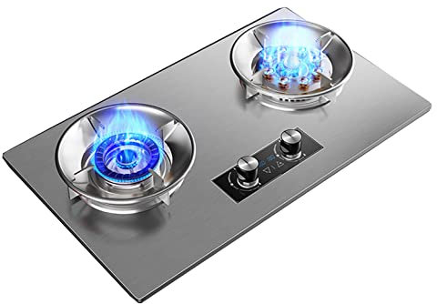 Placa de gas Estufa de gas incorporada de acero inoxidable Estufa de cocina de mesa de cocina de 75 cm, soporte para sartén de hierro fundido, protección contra llamas, kit NG/LPG [Clase energét