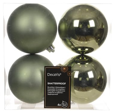 Kaemingk Weihnachtskugeln Kunststoff 10cm 4 Stück - klassisch & bruchsicher - Christbaumkugeln Weihnachtsbaumkugeln für Weihnachten - Christbaumschmuck & Weihnachtsbaumschmuck - Rosmarin