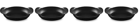 Le Creuset Cast Iron Hospitality Mini Oval Bakers Matte Black, 150 mm, Pack 4